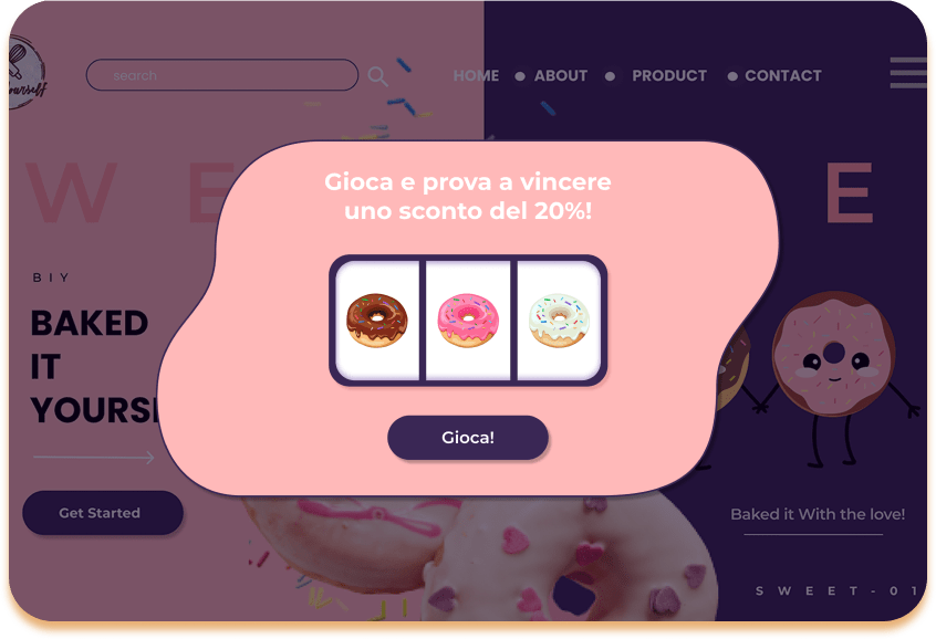 Screenshot del gameplay della Slot Machine. Icone di tre ciambelle sullo schermo della slot machine.